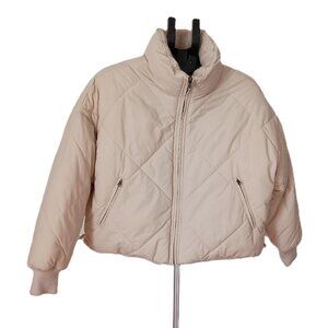 American Eagle Crop Puffer Jacket Reversible Tan Women’s Size S